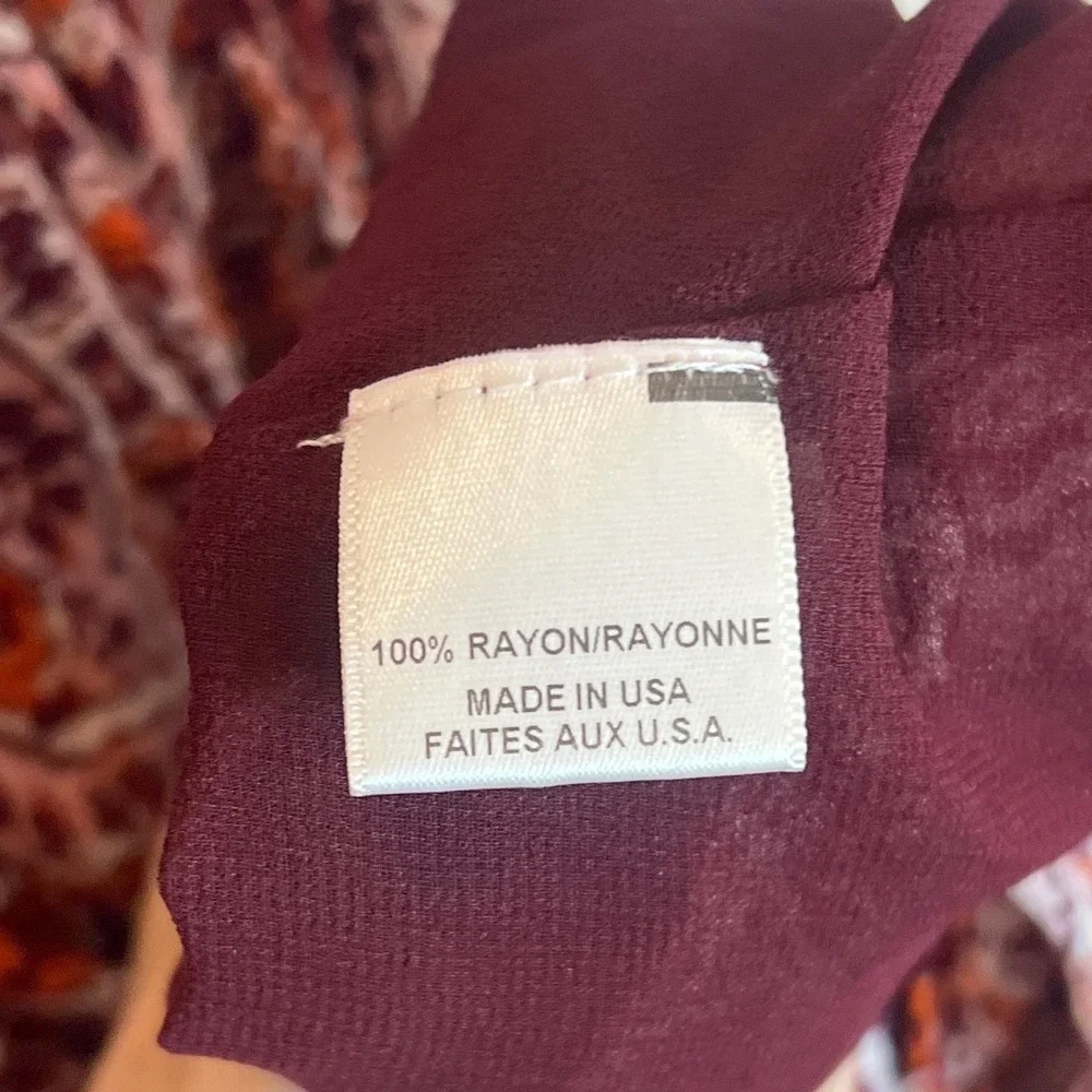 MISA Los Angeles Boho Paisley Maxi Dress Burgundy Orange Tassel Spaghetti Strap - Picture 7 of 7